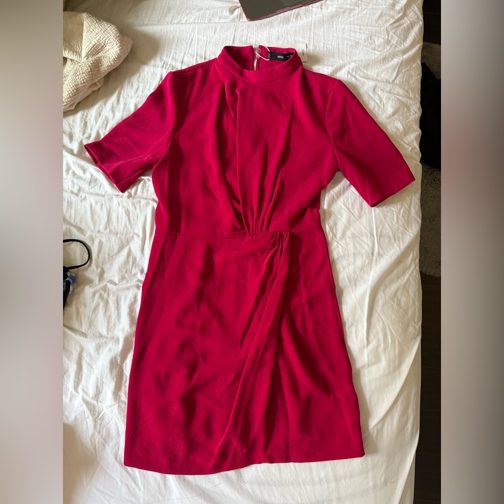 Mango Vibrant Red Long Sleeve Dress